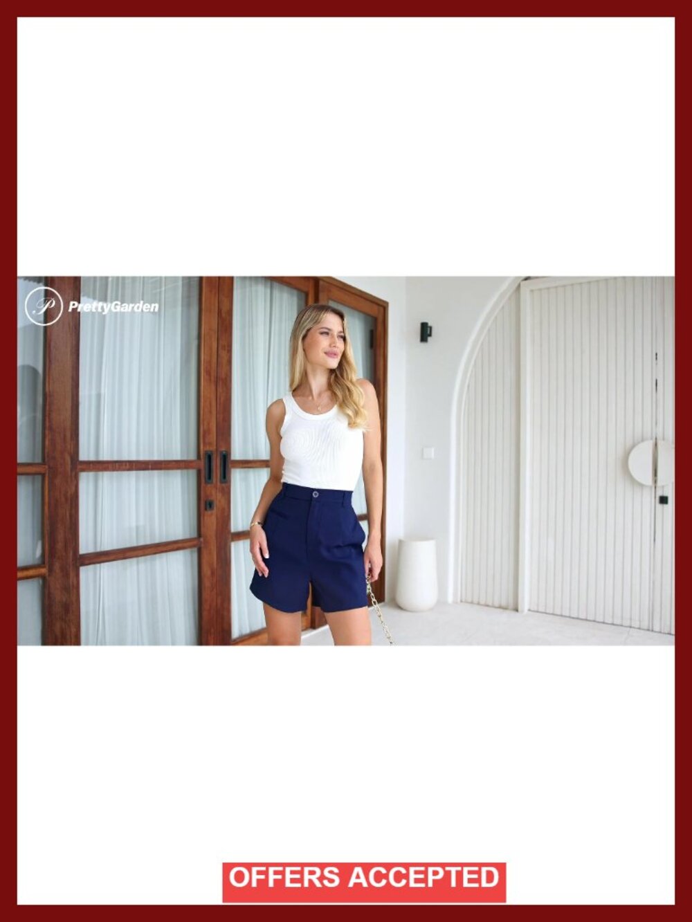 High Waisted Wide Leg Dressy Shorts with Pockets - Picture 5 of 6